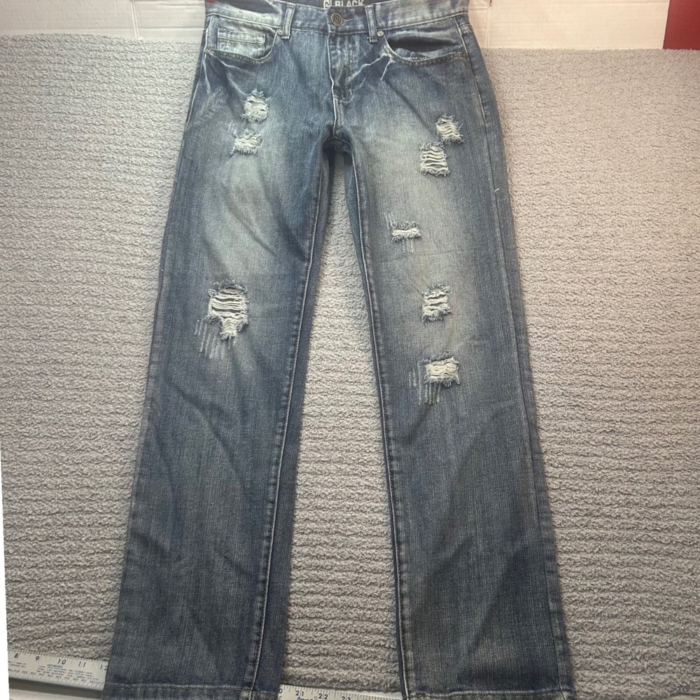 CJ Black‎ Jeans Low Rise Slim Straight Distressed Blue 30/32 Skater Grunge Y2K